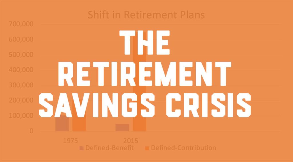 retirement graph with the words the retirement savings crisis