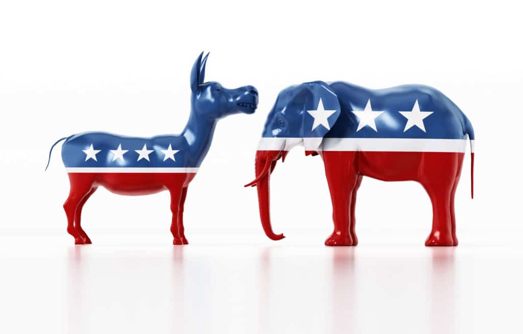 image depicting Democrats vs Republicans